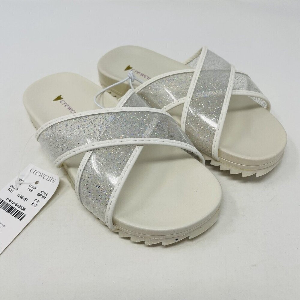 J Crew Crewcuts Little Girl K12 Slip On Pool Glitter Jelly Sandals White $45 211